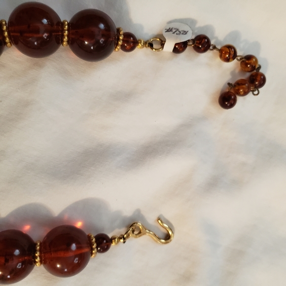 Faux Amber Ball Necklace 18" - Picture 5 of 6